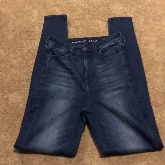 AMERICAN EAGLE curvy highest rise dark wash skinny jeans V26 - Picture 2 of 8